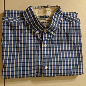 Express Blue Button Down Causal Shirt 9